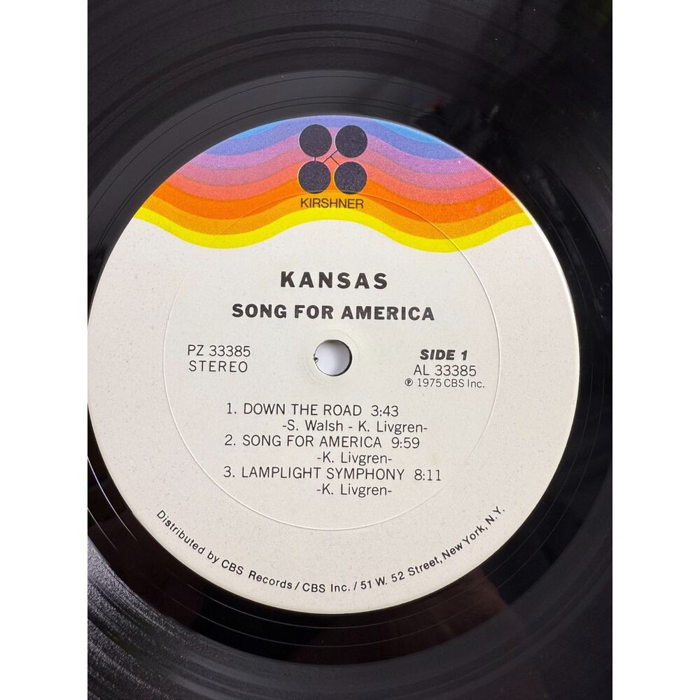 Kansas Song for America 1975 Vinyl Kirshner Pic Sleeve Original Press VG+ - Picture 5 of 10